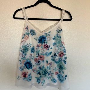 White House Black Market- Floral Polyester Embroidered Tank Top
